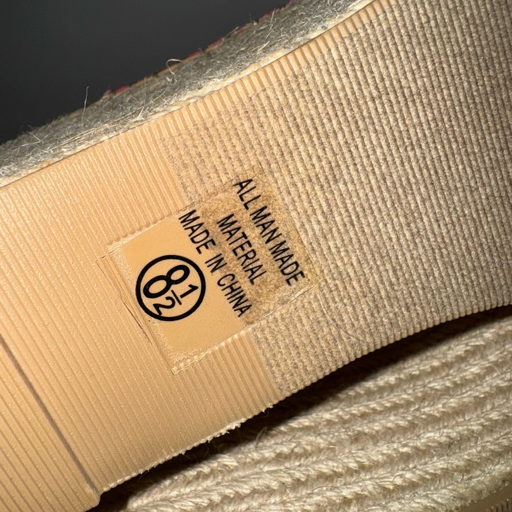 Soda Pink and Tan Espadrille Platform Sandals. Size 8.5 - Picture 5 of 5